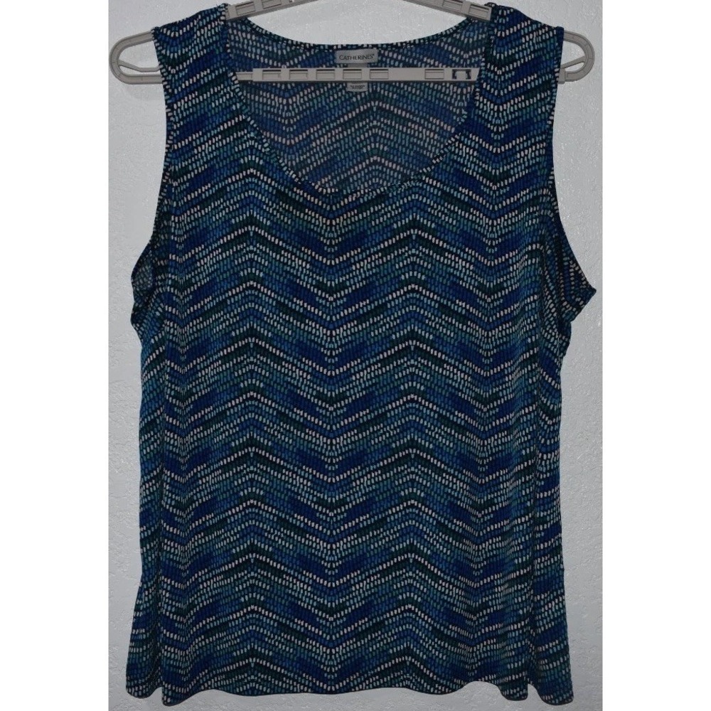 Catherines 3X Sleeveless Stretch Top Lightweigth Geo Print Artsy Breezy Comfy - Picture 16 of 16